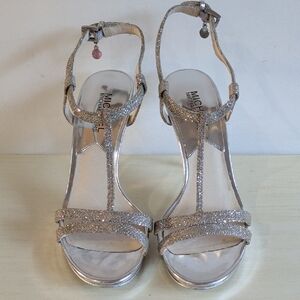 Michael Michael Kors Silver Metallic Stiletto Sandals Size 6